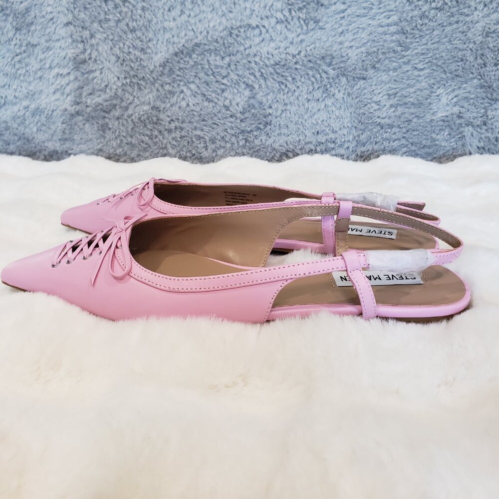 Steve Madden Reyanne Corset Lace Up Point Toe Flat Women Size 8, 9 Pink leather - Picture 2 of 7